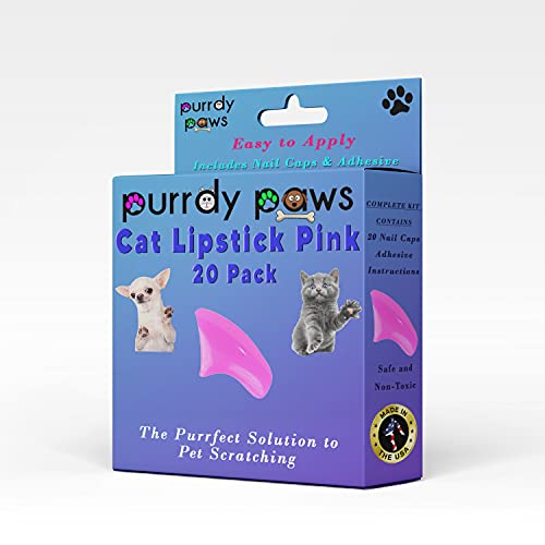 Purrdy Paws Soft Nail Caps for Cat Claws Lipstick Pink Small