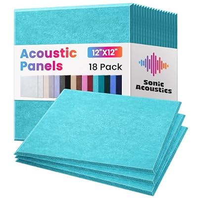 18 Pack Acoustic Panels Self Adhesive Sound absorbing Wall Panels, High Density Dampening Panel, 12X12X0.4 Inch Square Wall Panels in Home,Office,Reccording Room,Studio (Lake Blue)