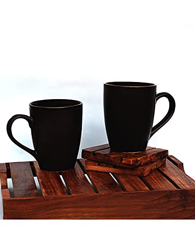 Image of Pure Black Coffee Mugs, 250 ML, Handmade Microwave Safe Ceramic Mugs (1, Pure Black)