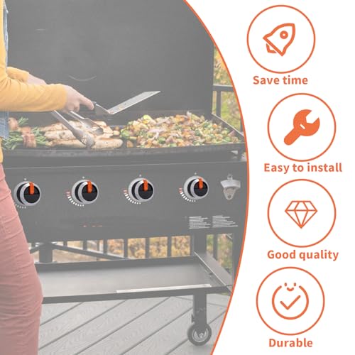 BOXOB 2 Stück Ersatzknöpfe für Gasgrillplatten, Orangefarbene Grill Bedienknöpfe Ersatzteile Kompatibel mit Blackstone 43 55 71 91 cm Bratpfannen Zubehör