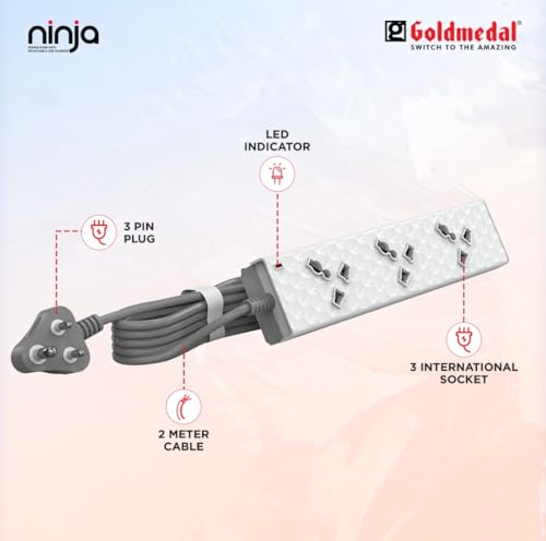 Image of Goldmedal Ninja 3+1 Power Strip | 2 Meter Extension cord