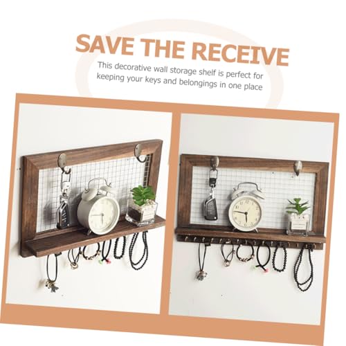 Porte-clés mural bois et range-courrier déco salon - 3