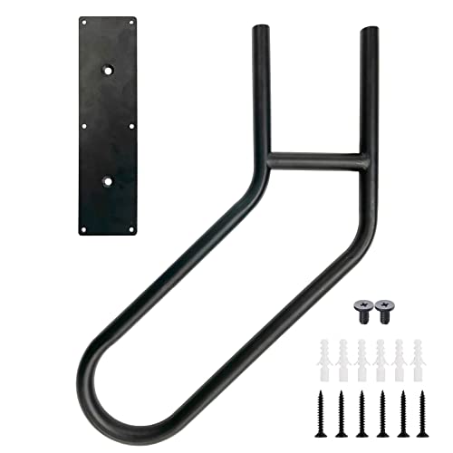 Kweetle Handrails For Outdoor Steps, 22.8"L Wall Mount Handrail For Steps With Polished Black Finished, Outdoor Stair Railing For Garage, Porch, Garden, Yard(1.25" Diameter Pipe, Round Tube) #TOP4