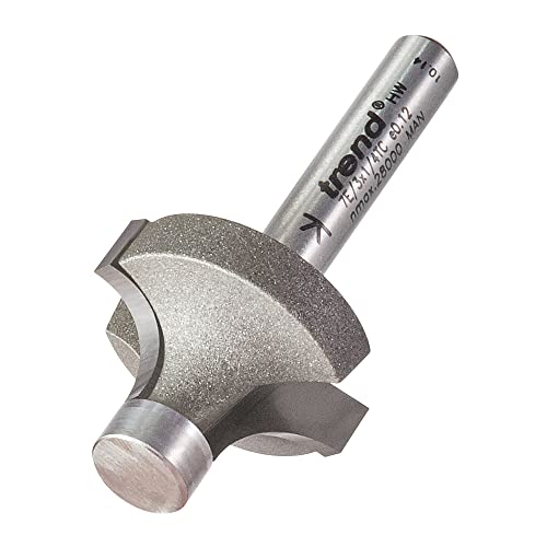 Trend Professional Pin Guided Round Over Router Cutter, 8mm Radius, 1/4 Inch Shank, 26mm Cut Diameter & 14.3mm Cut Length