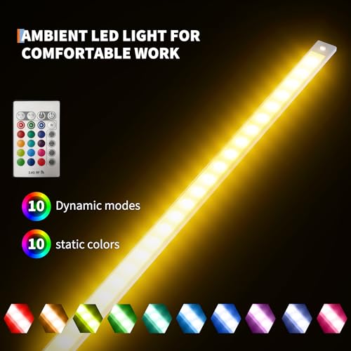 Bureau d'ordinateur d'angle en L avec LED gain de place
