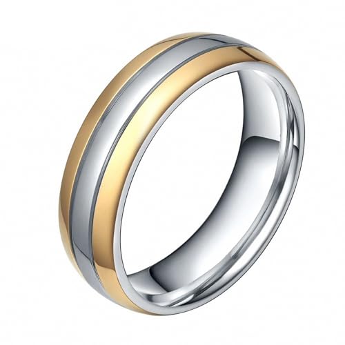 Anillo de titanio para hombre alianza de boda bicolor de 6 mm