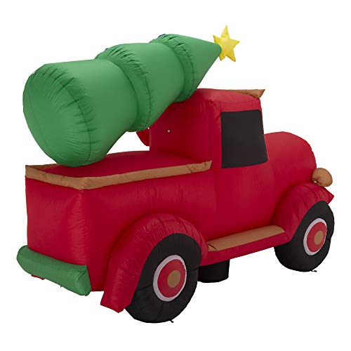 Christmas Inflatable Decoration 7 Feet Santa On Red Truck Built-In Lights Outdoor & Indoor Holiday Yard Decor Blow Up Festival Decor #TOP3