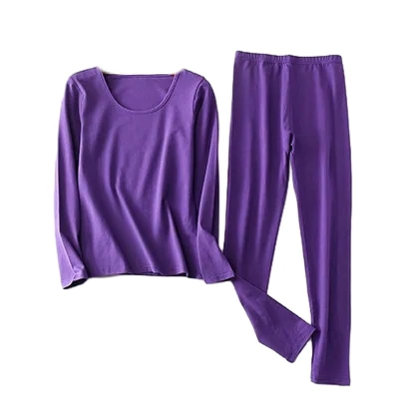 OFFSUM Ropa Interior Térmica Mujer - Traje De Lencería De Invierno Cálido, Pantalones Largos De Talla Grande, Tops, Conjunto De Dos Piezas, Ropa De Casa Fina Y Suave, Ropa Sencilla Y Delgada