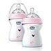 Chicco NaturalFit Newborn Gift Set - Pink Deco, 4 Pack Baby Bottle Set Plus Orthodontic Pacifier with Soft-Flex Silicone Nipple