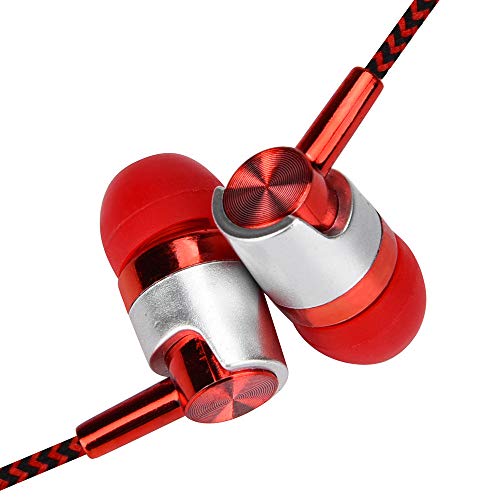 Earbuds/Earphones/Headphones QUNANEN Universal 3.5mm in-Ear Stereo Earbuds Earphone with Mic for Cell Phone (Red)