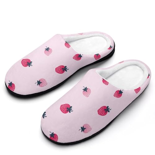GIOKQB Fresa Zapatillas Casa Mujer Invierno Caliente Peluche Pantuflas Comoda Slippers