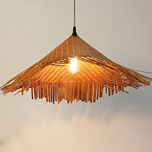 Lámpara de bambú colgante de techo hecha a mano 40W E27 de 45 cm 4