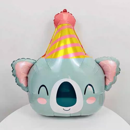 Image of Koala Balloons Happy Birthday Balloons Koala Foil Balloons 2pcs | Jungle Themed Balloons Birthday Party Supplies Baby Shower Party Decoration Animal Theme Party Decor
