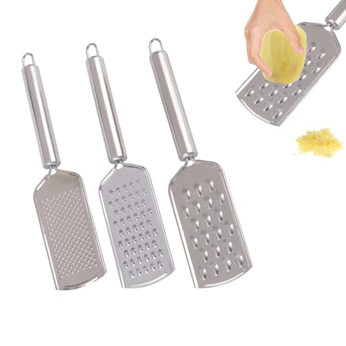 3 x Küchenreibe, Käsereibe für die Küche, mit Griff und rasiermesserscharfer Edelstahlklinge und für Schokolade