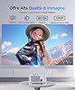 Alwtniet Proiettore Portatile 4K 8K [1080P Nativo e App Integrate] Mini Videoproiettore WiFi 6 Bluetooth 5.4 Android 14 Auto Keystone 6D/Auto Evita Ostacoli per Telefono, Smart TV, HDMI,USB HY350 Max