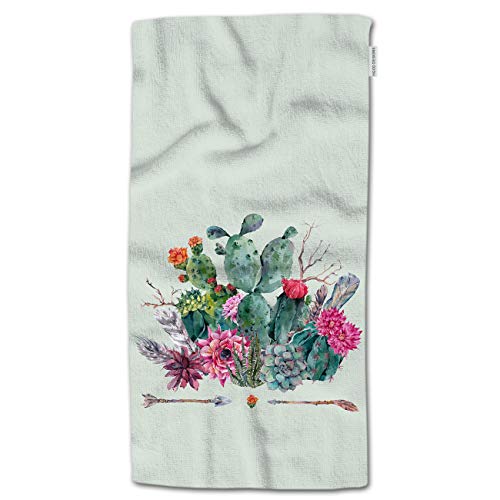 HGOD DESIGNS Cactus Cotton Hand Towels Chic Boho Exotic Cactus Arrow Pattern Soft Hand Towel for Bathroom Kitchen Yoga Gym Decorative Towels 15"X30"