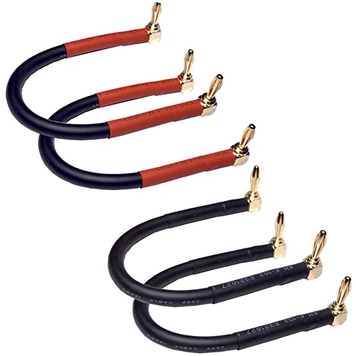 CNCESS Right-Angle Banana Jumper Cable, 8AWG, 4-Pack (6 Inches)