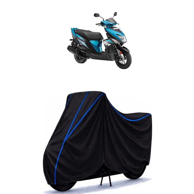 Image of Scooty Cover Water Resistant for Ray ZR | Universal Scooter & Bike Cover | Heavy Duty UV Protection | Dust, Rain & Scratch Protection | Elastic Fit All Weather Indoor Outdoor | Black with Blue Piping
