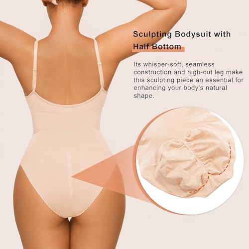 Image of SHAPERX Women's Shapewear Bodysuit Tummy Control Body Shaper Waist Snatching Seamless Brief Body Suit
