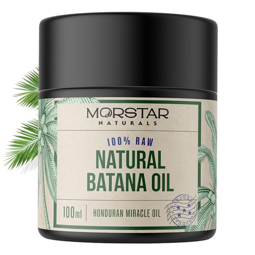 Morstar Raw Batana Oil from Honduras | Dr. Sebi Recomended | Unrefined, Organic and Natural - Promotes Hair Growth and Thickness for Men & Women, 100% Pure, 3.4 OZ | 1 Month Supply