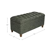 HomePop Ainsley 40" Storage Ottoman Bench - Green Clover Fabric - Image 3