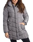 Steve Madden Women’s Winter Jacket – Insulated Weather Resistant Quilted Mid-Length Puffer Parka Coat (S-3X), Size X-Large, Titanium