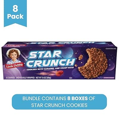 Little Debbie Star Crunch Cosmic Cookies, 96 Individually Wrapped Cookies (8 boxes)