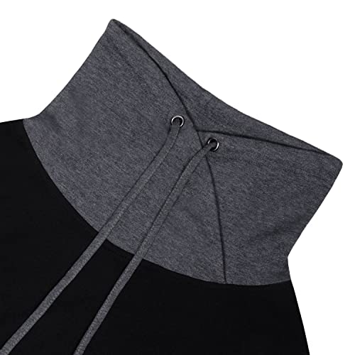 Bulotus Fall Sweaters for Women 2025 Cowl Neck Asymmetrical Long Tunics for Leggings Vacation Travel Tops with Pockets