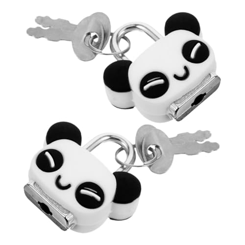 PENIKOKO 2個 かわいいパンダ型ミニ南京錠 属製小型鍵付きロック ジュエリーボックス スーツケース キャビネット用 多用途でプライバシー保