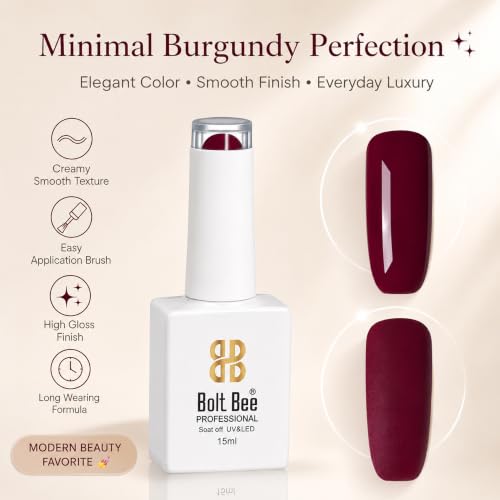 Image of Bolt Bee Maroon Color Gel Nail Polish Soak Off UV Gel 15ML DIY at Home Manicure Salon Nail Art