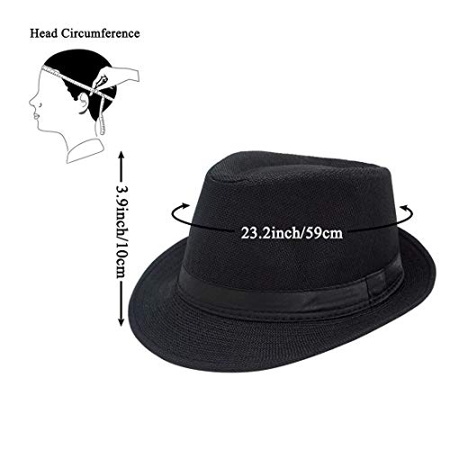 Ziyoot 1920s Accessories for Men Gatsby Gangster Costume Set Panama Fedora Hat, 01 Black, One size fits most. - Thumbnail 2