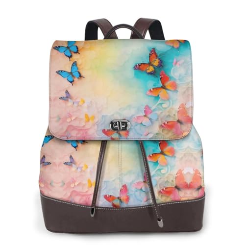 Sac à dos pour ordinateur portable EdWal en cuir Noir avec motif papillon pour femme