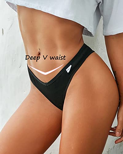 Finetoo 10 Pack Thongs For Women Cotton Underwear V String Breathable Stretch Hipster Sexy Thong Panties S-Xl #TOP1