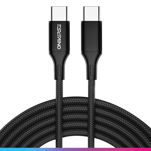 Oniverse Cable USB C, câble de charge tressé Type C vers Type C, Compatible avec PS5 Pro Slim Xbox series X|S Switch PC MAC Android Iphone 15, 3 mètres, charge rapide 2.4 A - Noir
