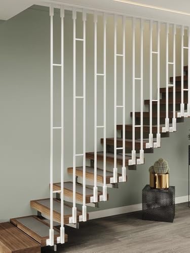 Balustres d'escalier en fer forgé adaptables pour sécuriser un garde-corps blanc - 8