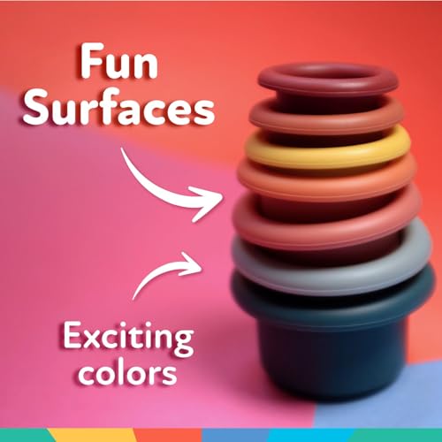 Image of Nuby Soft Silicone Stacking Cups - 7-Piece Toddler Toy for Hand-Eye Coordination and Early Development - 12+ Months