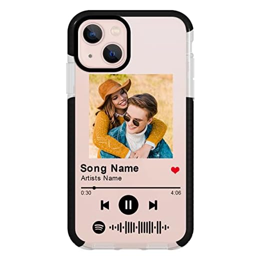 Custom Photo Phone Case for iPhone 14 13 Pro Max Mini 12 11 Xs XR X 8 Plus 7 6s 6 Se 2020,Customized Spotify Music Plaque Phone Cover Personalized Music Player Song Cases Black