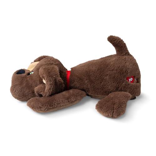 Basic Fun Pound Welpen Weighted Snuggles Plüsch – Dunkelbraun mit Langen Ohren – Weiches gewichtetes Plüsch-Komfortspielzeug mit klassischem Design – Für Alter 3+