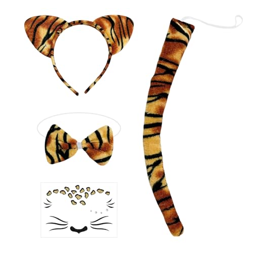 NYGGTYK 1 Fascia, 1 Papillon, 1 Coda E 1 Adesivo, Accessori per Costumi di Tigre, Accessori per Il Costume da Festa, Oggetti di Ruolo.