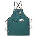 Produktbild Denim Latzschürze,Unisex Cross Back Küchenschürze Mit Verstellbarem Halsgurt Und 3 Taschen,Restaurant Kochen Backen Arbeitsschürze Für Damen Herren Tinte Grün B 60x80cm(23.6x31.5inch)