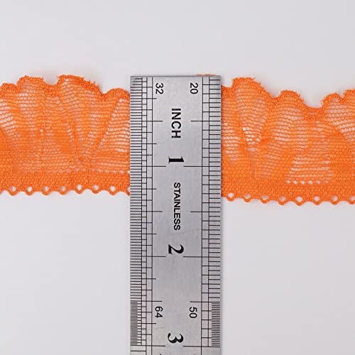 Znzakka Stretch Lace Trim, 15 Yards Orange Elastic Lace Ribbon Floral Lace Edge Trim For Diy Crafts, Wedding Decoration, Gift Wrapping #TOP1