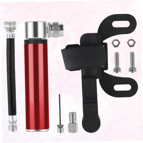 Bomba de bicicleta portátil de aleación mini inflador manual rojo 7