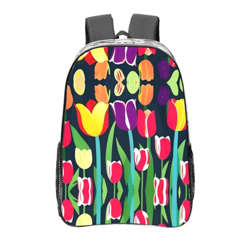 Sac à dos transparent imprimé avec poches et finitions noires