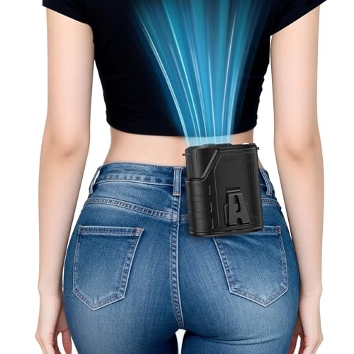 W & O Portable Fan Rechargeable,Personal Waist Clip on fan 4 Speeds & Flashlight Hands-FreeHanging Neck Fan, 20H Cooling For Outdoor Camping Travel (Black)