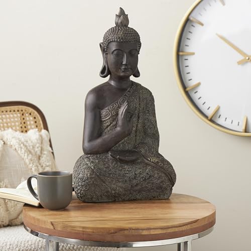 Estatua Decorativa Buda Polystone 21 x 11 x 7 pulgadas miniatura 3