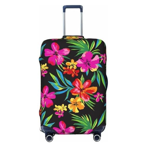 Hawaiian Flower Print Suitcase Cover Luggage Protector Washable Elastic Fashionable Travel Gear Cover