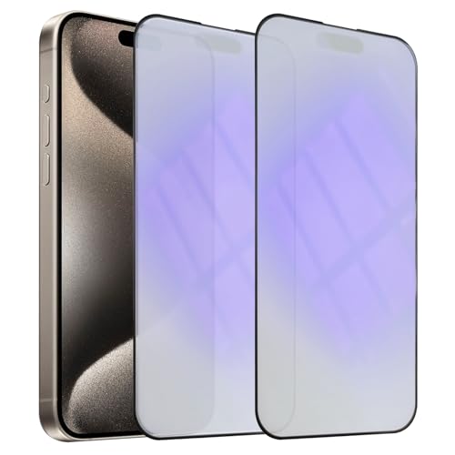 Verre trempé anti lumière bleue iPhone 15 Pro film premium mat couverture totale