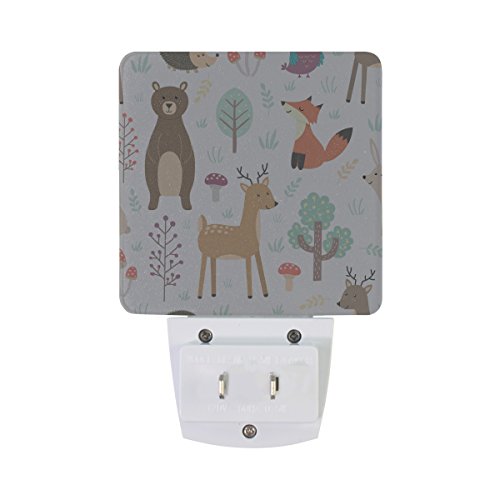 2 Pack Plug-In Led Night Light Lamp Baby Elephant Spraying Rainbow Printing With Dusk To Dawn Sensor For Bedroom, Bathroom, Hallway, Stairways, 0.5W (Animals) #TOP1