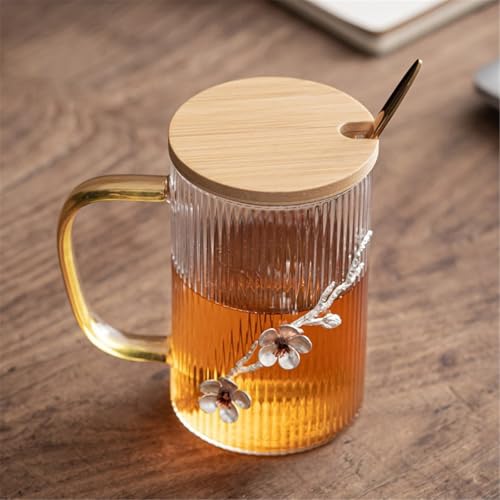Tazas de vidrio con decoración flor ciruelo para regalar 5