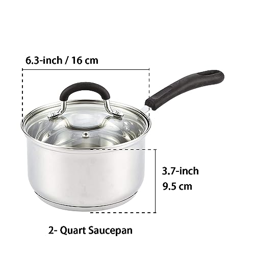 Cook N Home Professional Saucepan, 2Qt, Steel #TOP1